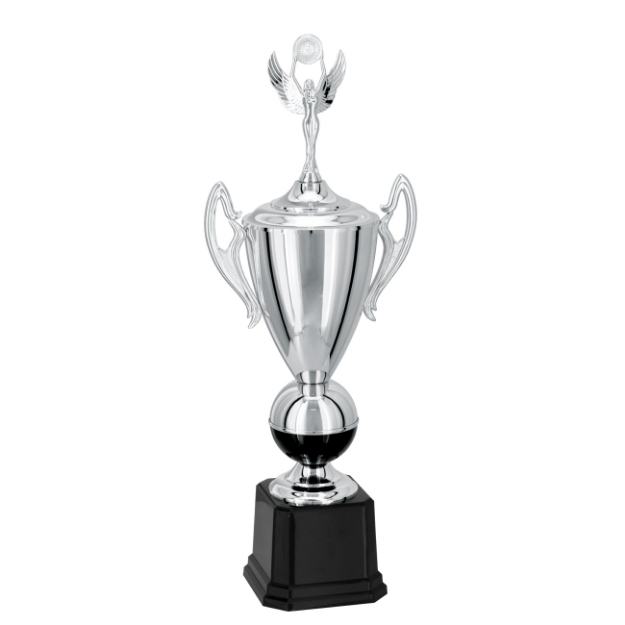 Imagem de TROFÉU GRANDE TAÇA EM POLÍMERO METALIZADO NA COR PRATA - 76 CM - 300542-PPT