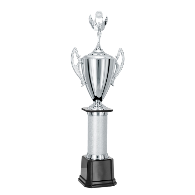 Imagem de TROFÉU MÉDIO TAÇA EM POLÍMERO METALIZADO NA COR PRATA - 89 CM - 300552-PRT