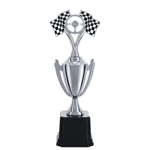 Imagem de TROFÉU MÉDIO TAÇA EM POLÍMERO METALIZADO NA COR PRATA - 37 CM - 401803-PR