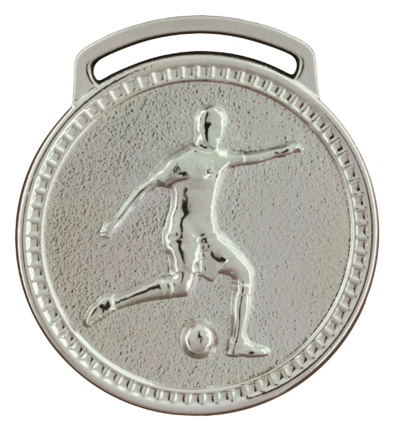 Imagem de MEDALHA JOGADOR DE FUTEBOL METALIZADA NA COR PRATA - 50002-AZ-P