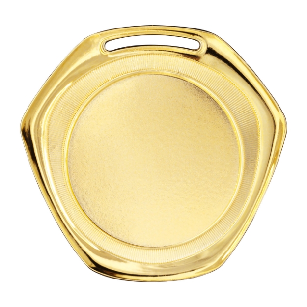 Imagem de MEDALHA GRANDE HEXAGONAL METALIZADA NA COR DOURADA - 75003-AZ-D