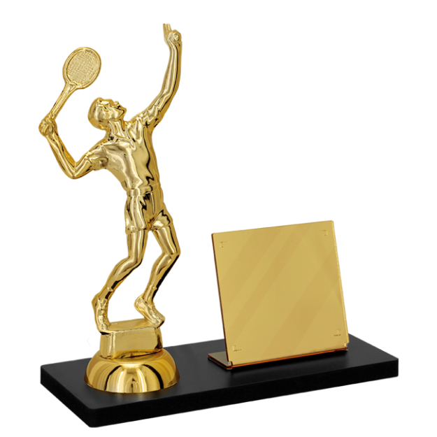 Imagem de TROFÉU PARA PREMIAÇÃO DE TÊNIS COM BASE DE MDF E PLACA DE ACRÍLICO ESPELHADO - PLM-270-DO-TN