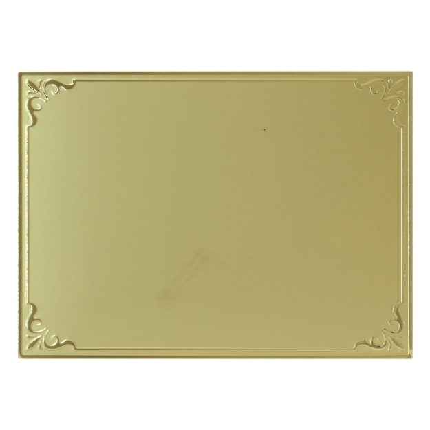 Imagem de PLACA DE HOMENAGEM DE ALUMÍNIO  DOURADA COM BORDAS EM ALTO RELEVO - 18X13 CM - PL-DO-9118