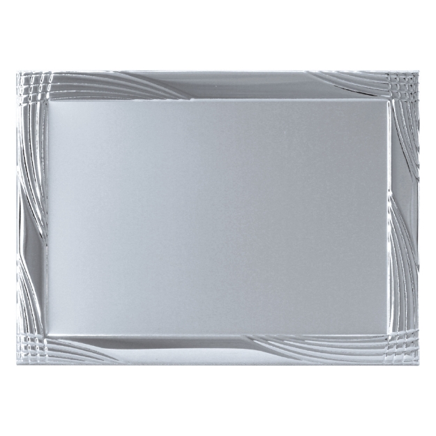 Imagem de PLACA DE HOMENAGEM DE ALUMÍNIO NA COR PRATA COM BORDAS EM ALTO RELEVO - 18X13 CM - PL-PR-118