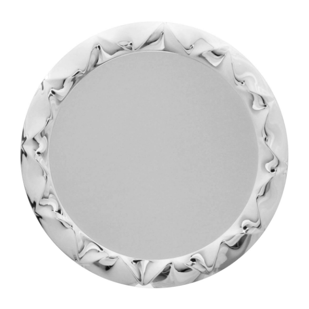 Imagem de PLACA DE HOMENAGEM REDONDA DE ALUMÍNIO NA COR PRATA COM BORDAS EM ALTO RELEVO - 18 CM - PL-PR-418