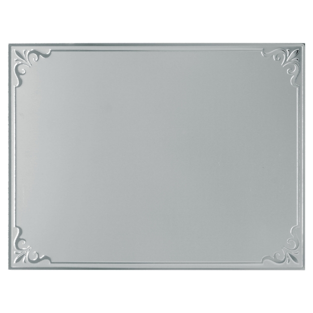 Imagem de PLACA DE HOMENAGEM DE ALUMÍNIO NA COR PRATA COM BORDAS EM ALTO RELEVO - 20x15 CM - PL-PR-9120