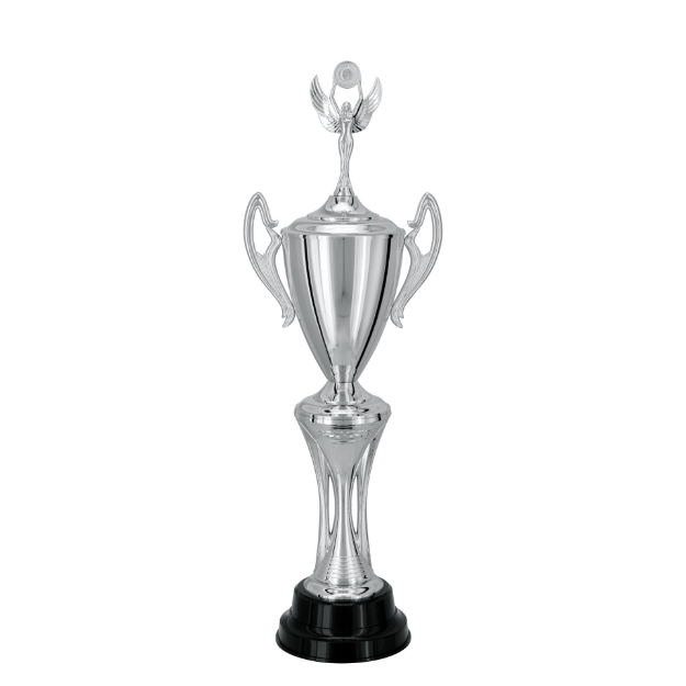 Imagem de TROFÉU MÉDIO TAÇA EM POLÍMERO METALIZADO NA COR PRATA - 88 CM - 300583-PR