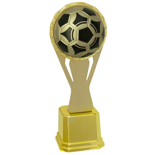 Imagem de TROFÉU EM POLÍMERO COM CHAPA DE METAL E ESTATUETA DE BOLA DE FUTEBOL - 35 CM - 402733-DPT