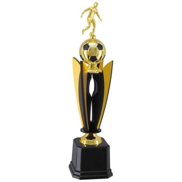 Imagem de TROFÉU PARA FUTEBOL EM POLÍMERO METALIZADO COM COMPONENTES EM MDF - PLM-901-DPT